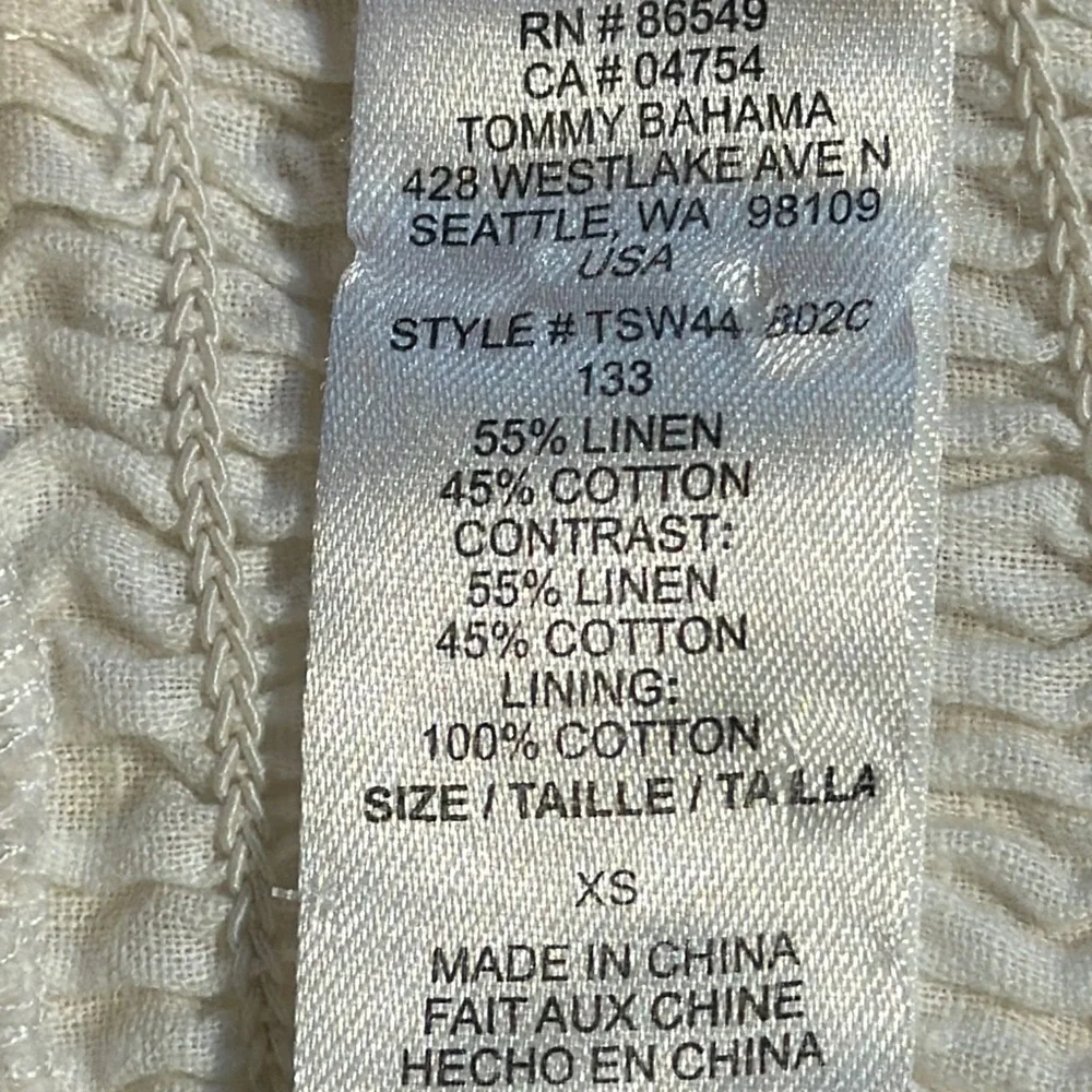 VINTAGE Tommy Bahama linen cotton‎ strapless dress long maxi smocked bow waist